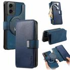 For Motorola Moto G 2024 5G CaseNeo MagSafe RFID Anti-theft Zipper Wallet Retro Leather Phone Case(Blue) - 1