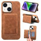 For iPhone 14 Plus Denior D27 Retro Texture RFID MagSafe Photo Frame Card-slot Phone Case(Brown) - 1