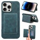 For iPhone 14 Pro Denior D27 Retro Texture RFID MagSafe Photo Frame Card-slot Phone Case(Blue) - 1