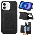 For iPhone 16 Denior D27 Retro Texture RFID MagSafe Photo Frame Card-slot Phone Case(Black) - 1