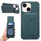 For iPhone 15 Denior D28 Retro Texture RFID MagSafe Vertical Flip Card-slot Phone Case(Blue) - 1