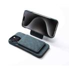 For iPhone 16 Plus Denior D28 Retro Texture RFID MagSafe Vertical Flip Card-slot Phone Case(Blue) - 3