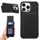 For iPhone 16 Pro Max Denior D28 Retro Texture RFID MagSafe Vertical Flip Card-slot Phone Case(Black) - 1
