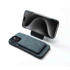 For iPhone 16e Denior D28 Retro Texture RFID MagSafe Vertical Flip Card-slot Phone Case(Blue) - 3