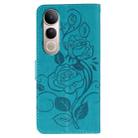For vivo V50 Lite 5G Rose Butterfly Embossed Leather Phone Case(Blue) - 3