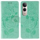 For vivo V50 Lite 5G Rose Butterfly Embossed Leather Phone Case(Green) - 1