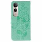 For vivo V50 Lite 5G Rose Butterfly Embossed Leather Phone Case(Green) - 3