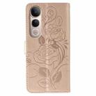 For vivo V50 Lite 5G Rose Butterfly Embossed Leather Phone Case(Rose Gold) - 3