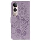 For vivo V50 Lite 5G Rose Butterfly Embossed Leather Phone Case(Purple) - 3