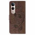 For vivo V50 Lite 5G Rose Butterfly Embossed Leather Phone Case(Brown) - 3