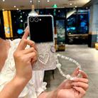 For Samsung Galaxy Z Flip7 Pearlescent Shell Texture Heart Pattern Phone Case with Bracelet(White) - 2