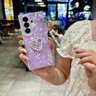 For Samsung Galaxy Z Fold7 5G Pearlescent Shell Texture Heart Pattern Phone Case with Bracelet(Purple) - 2