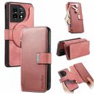 For OnePlus 11 CaseNeo MagSafe RFID Anti-theft Zipper Wallet Retro Leather Phone Case(Pink) - 1