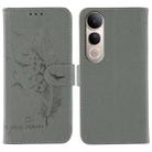 For vivo V50 Lite 5G Feather Pattern Litchi Texture Leather Phone Case(Gray) - 1