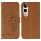For vivo V50 Lite 5G Feather Pattern Litchi Texture Leather Phone Case(Brown) - 1