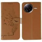 For Xiaomi Poco F7 Ultra / Redmi K80 Pro Feather Pattern Litchi Texture Leather Phone Case(Brown) - 1