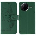 For Xiaomi Poco F7 Pro / Redmi K80 Feather Pattern Litchi Texture Leather Phone Case(Green) - 1