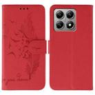 For Xiaomi 14T Pro Feather Pattern Litchi Texture Leather Phone Case(Red) - 1