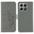 For Xiaomi 14T Feather Pattern Litchi Texture Leather Phone Case(Gray) - 1