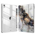 For iPad Pro 11 2022 / 2021 / 2020 Marble Pattern Crystal Acrylic Smart Tablet Leather Case with Pen Slot(Grey) - 1