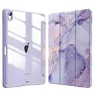 For iPad Pro 11 2022 / 2021 / 2020 Marble Pattern Crystal Acrylic Smart Tablet Leather Case with Pen Slot(Purple) - 1