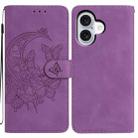 For iPhone 17 Moonlit Butterfly Dance Pattern Embossed Leather Phone Case(Purple) - 1