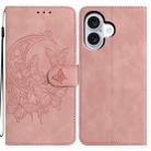 For iPhone 17 Moonlit Butterfly Dance Pattern Embossed Leather Phone Case(Pink) - 1