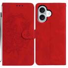 For iPhone 17 Moonlit Butterfly Dance Pattern Embossed Leather Phone Case(Red) - 1