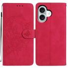 For iPhone 17 Moonlit Butterfly Dance Pattern Embossed Leather Phone Case(Rose Red) - 1