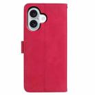 For iPhone 17 Moonlit Butterfly Dance Pattern Embossed Leather Phone Case(Rose Red) - 3