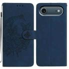 For iPhone 17 Air Moonlit Butterfly Dance Pattern Embossed Leather Phone Case(Navy Blue) - 1