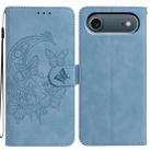 For iPhone 17 Air Moonlit Butterfly Dance Pattern Embossed Leather Phone Case(Blue) - 1