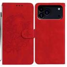 For iPhone 17 Pro Moonlit Butterfly Dance Pattern Embossed Leather Phone Case(Red) - 1