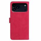 For iPhone 17 Pro Moonlit Butterfly Dance Pattern Embossed Leather Phone Case(Rose Red) - 3