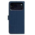 For iPhone 17 Pro Moonlit Butterfly Dance Pattern Embossed Leather Phone Case(Navy Blue) - 3