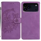 For iPhone 17 Pro Max Moonlit Butterfly Dance Pattern Embossed Leather Phone Case(Purple) - 1