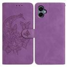 For Samsung Galaxy A07 5G Moonlit Butterfly Dance Pattern Embossed Leather Phone Case(Purple) - 1