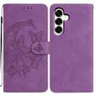For Samsung Galaxy A17 5G Moonlit Butterfly Dance Pattern Embossed Leather Phone Case(Purple) - 1