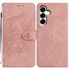 For Samsung Galaxy A17 5G Moonlit Butterfly Dance Pattern Embossed Leather Phone Case(Pink) - 1