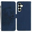For Samsung Galaxy A17 5G Moonlit Butterfly Dance Pattern Embossed Leather Phone Case(Navy Blue) - 1