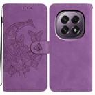 For OPPO A5 5G Global Moonlit Butterfly Dance Pattern Embossed Leather Phone Case(Purple) - 1