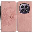 For OPPO A5 5G Global Moonlit Butterfly Dance Pattern Embossed Leather Phone Case(Pink) - 1