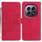 For OPPO A5 5G Global Moonlit Butterfly Dance Pattern Embossed Leather Phone Case(Rose Red) - 1
