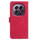 For OPPO A5 5G Global Moonlit Butterfly Dance Pattern Embossed Leather Phone Case(Rose Red) - 3