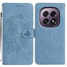For OPPO A5 5G Global Moonlit Butterfly Dance Pattern Embossed Leather Phone Case(Blue) - 1