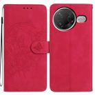 For Xiaomi Poco F7 Pro Moonlit Butterfly Dance Pattern Embossed Leather Phone Case(Rose Red) - 1
