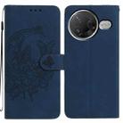 For Xiaomi Poco F7 Pro Moonlit Butterfly Dance Pattern Embossed Leather Phone Case(Navy Blue) - 1