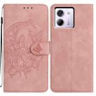 For Xiaomi Poco M7 Pro 5G Moonlit Butterfly Dance Pattern Embossed Leather Phone Case(Pink) - 1
