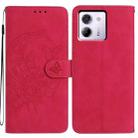 For Xiaomi Poco M7 Pro 5G Moonlit Butterfly Dance Pattern Embossed Leather Phone Case(Rose Red) - 1