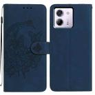 For Xiaomi Poco M7 Pro 5G Moonlit Butterfly Dance Pattern Embossed Leather Phone Case(Navy Blue) - 1